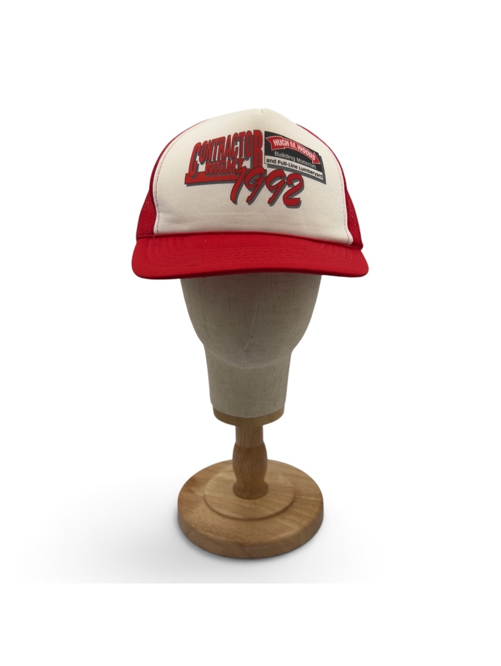 Vintage DIA Headwear Contractor 1992 Red and White Mesh Snapback Hat